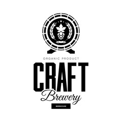 Wall Mural - Modern craft beer drink isolated vector logo sign for brewery, pub, brewhouse or bar.