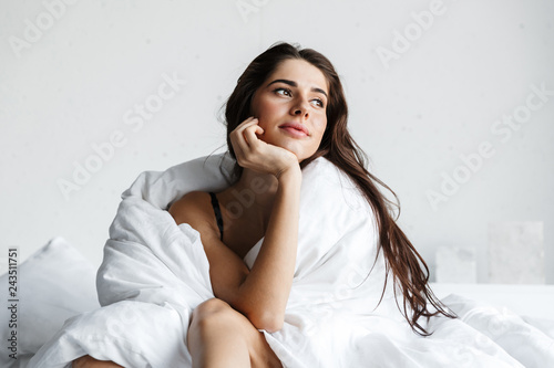 Fotografie, Obraz Beautiful young woman wearing black lingerie