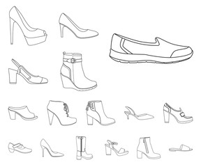 Wall Mural - Vector design of footwear and woman sign. Collection of footwear and foot vector icon for stock.