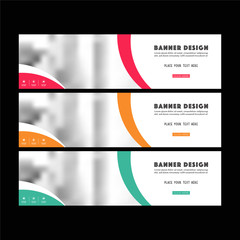 Wall Mural - Vector Web Banners Templates. Horizontal web banner set. Flat design concept. Headers vector illustration - Vector