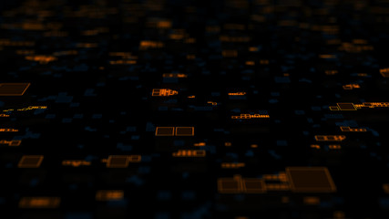 Poster - ..3d render background made of repetitive square patterns. Technology theme concept with random square forms.
