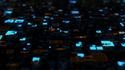 Poster - ..3d render background made of repetitive square patterns. Technology theme concept with random square forms.