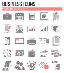 Poster - Business red grey icons set on white background for graphic and web design, Modern simple vector sign. Internet concept. Trendy symbol for website design web button or mobile