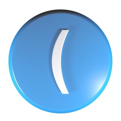 Poster - Blue circle push button with the open parenthesis symbol - 3D rendering illustration