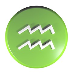 Poster - ZODIAC AQUARIUS ICON green circle push button  - 3D rendering illustration