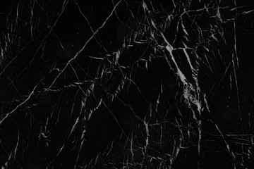 Awesome background of black natural stone marble with a white pattern called Nero Marquina or Black Majesty