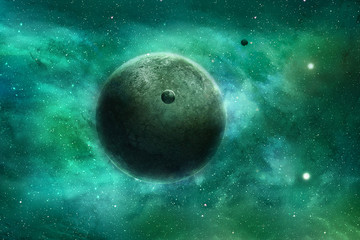 Wall Mural - abstract smooth beautiful planet in a colorful galaxy artwork