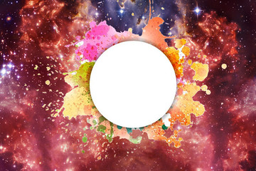 Wall Mural - artistic abstract galactic multicolored nebula galaxy below a placeholder for a text