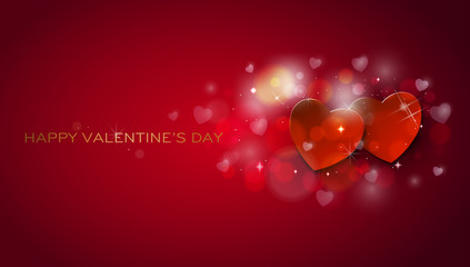 Wall Mural - greeting card. happy valentines day shinning hearts