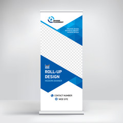 Wall Mural - Roll-up banner design, background for placing advertising information. Banner for exhibitions, presentations, conferences, seminars, modern abstract style for the promotion of goods and services