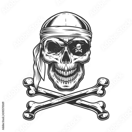 Vintage monochrome pirate skull