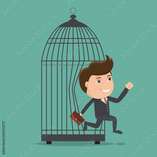 Fotografia Businessman breaking out the large birdcage
