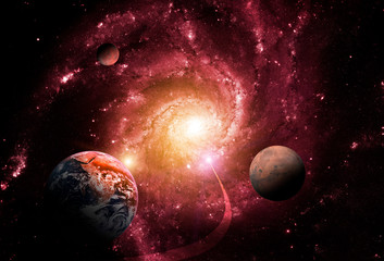 Wall Mural - gravity of a massive black hole delays the planets. end of the world. elements of this image furnish