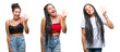 © Krakenimages.com - Collage of beautiful braided hair african american woman with birth mark over isolated background showing and pointing up with fingers number four while smiling confident and happy.