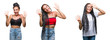 © Krakenimages.com - Collage of beautiful braided hair african american woman with birth mark over isolated background showing and pointing up with fingers number nine while smiling confident and happy.
