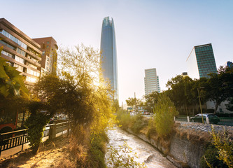 Poster - Mapocho River at sunset - Santiago, Chile