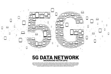Poster - 5G Data technology from device icon. Concept for mobile telecommunication global network.