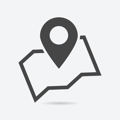 Aufkleber - Map icon flat style isolated on background. Map sign symbol for web site and app design.