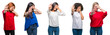 © Krakenimages.com - Collage of group of beautiful Chinese, asian, african american, caucasian women over isolated background covering eyes with hands and doing stop gesture with sad and fear and negative concept.