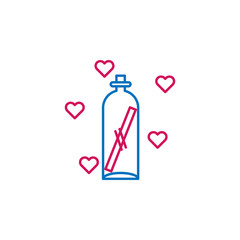 Poster - heart, bottle, letter, love icon. Element of romance for mobile concept and web apps illustration. Thin color line icon for website design and development, app development