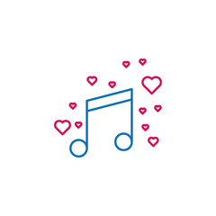 Aufkleber - heart, love, misic, romantic, song icon. Element of romance for mobile concept and web apps illustration. Thin color line icon for website design and development, app development