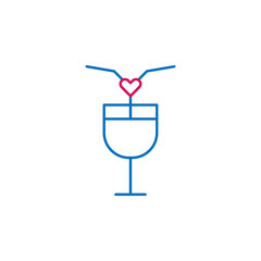 Aufkleber - heart, couple, juice, valentine icon. Element of romance for mobile concept and web apps illustration. Thin color line icon for website design and development, app development