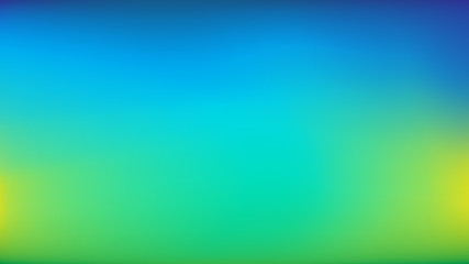 Blue to Lime Green Blurred Vector Background. Navy Blue, Turquoise, Yellow, Green Gradient Mesh. Trendy Out-of-focus Effect. Dramatic Saturated Colors. HD format Proportions. Horizontal Layout.