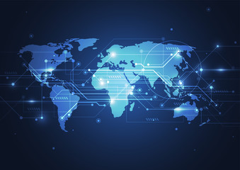 global network business connection. world map point and line composition concept of global business.