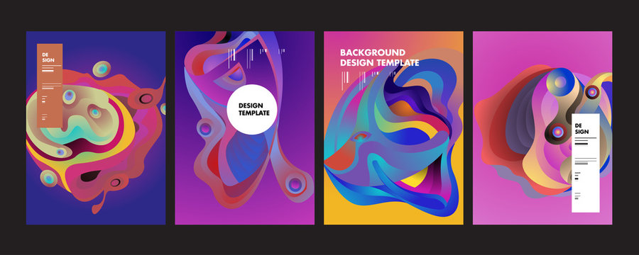 PrintSet of modern abstract vector poster background . Gradient geometric shapes of different colors in space design style. Template ready for use in web or print design