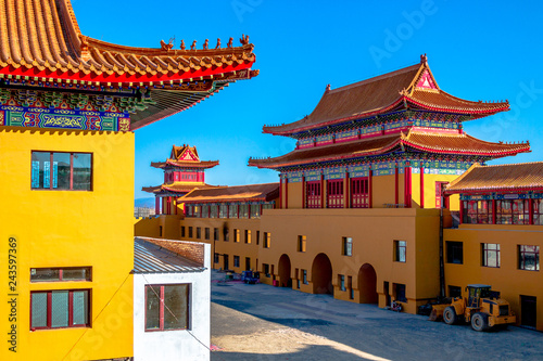 Fotografie, Obraz Architectural appearance of the Lingbao temple in Hunchun, China, in the northern province of Jilin