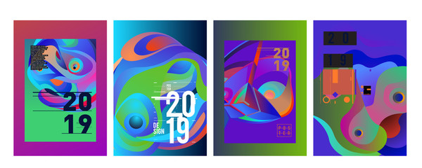  2019 New Poster Design Template. Trendy Vector Typography and Colorful Illustration Collage for Cover and Page Layout Design Template in eps10