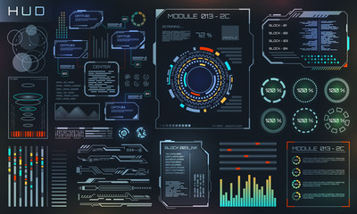 Sticker - HUD and UI Set Elements, Sci Fi Futuristic User Interface, Tech and Science Design