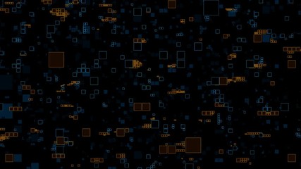 Poster -  3d render background made of repetitive square patterns. Technology theme concept with random square forms.