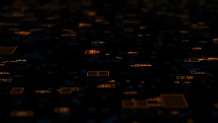 Poster -  3d render background made of repetitive square patterns. Technology theme concept with random square forms.
