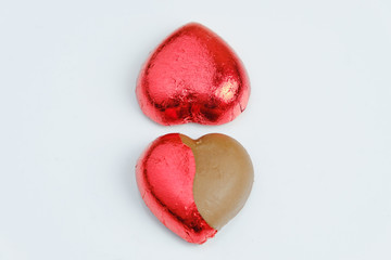 Valentine Hearts Chocolate with Candy On a white background