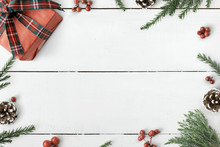 Christmas Decorations On Table Background Mockup