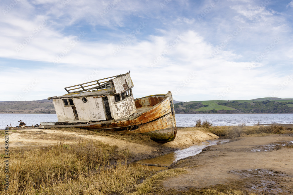 Point Reyes Wreck Point Reyes Ship wreck on the shore of Tomales Bay in Point Reyes ...