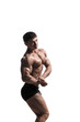 © Fotokvadrat - Handsome power athletic man pumping up muscles isolated over white. Strong bodybuilder with perfect shape body and six pack, abs, shoulders, biceps, triceps and chest.