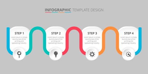 Wall Mural - Process infographic template design with 4 steps - Vector Illustration 