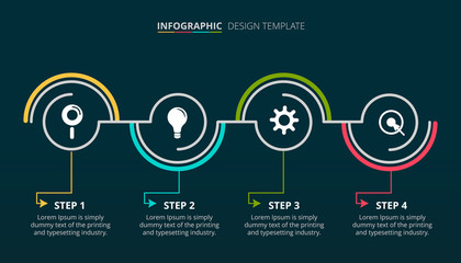 Wall Mural - Process infographic template design with 4 steps - Vector Illustration 