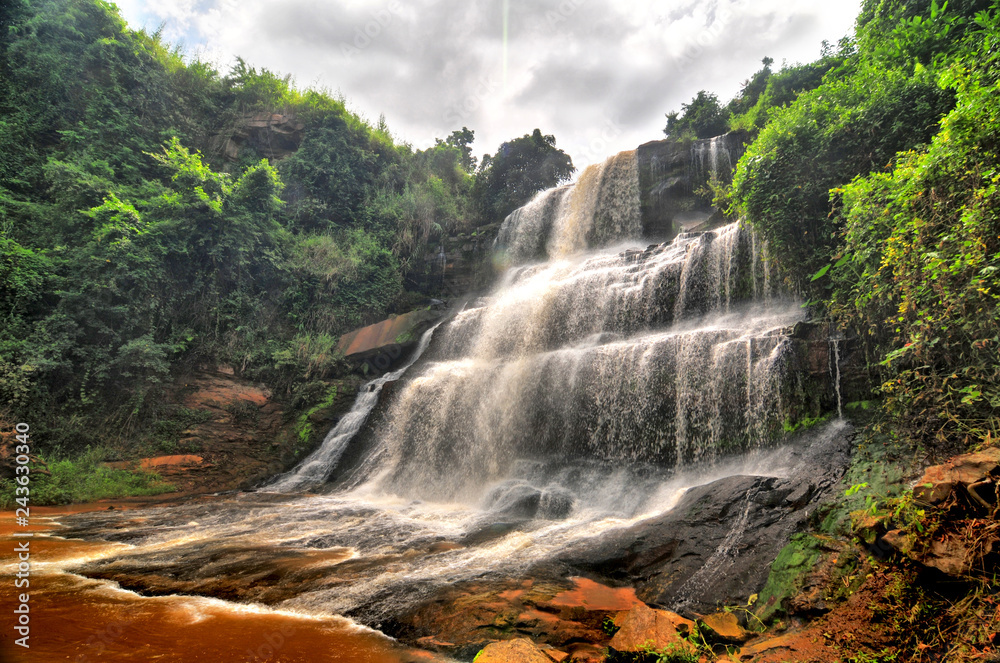 Kintampo waterfalls (Sanders Falls during the colonial days) -  one of the highest waterfalls in Ghana. 
 - obrazy, fototapety, plakaty 