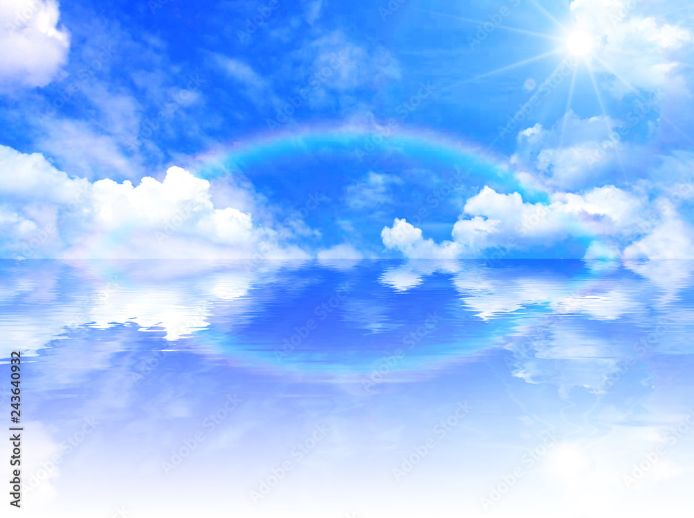 青空と雲と太陽と海 の Stock フォト | Adobe Stock