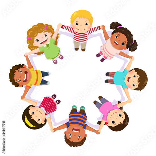 Cuadros en Lienzo Children holding hands in a circle