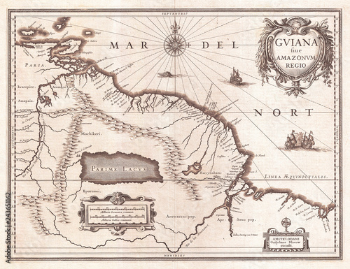 Fotomural 1635, Blaeu Map Guiana, Venezuela, and El Dorado