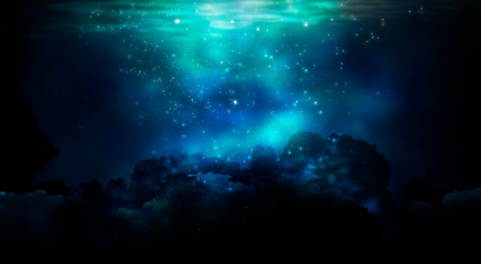 Wall Mural - the depth of the sea water, the ocean floor, the rays of the sun through the water, the underwater w