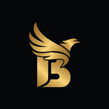 Letter B With Eagle Gold Logotype