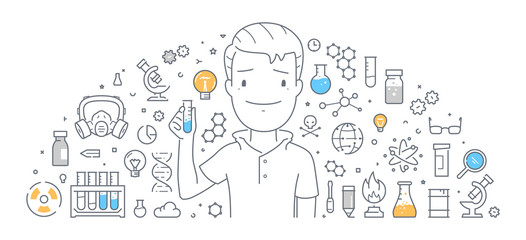 Wall Mural - vector line web concept for chemistry