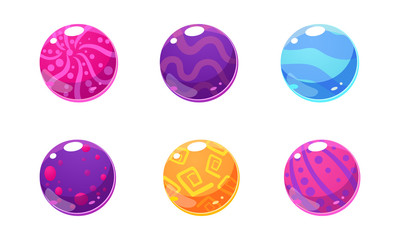Poster - Collection of glossy balls, colorful spheres, user interface assets for mobile apps or video games vector Illustration