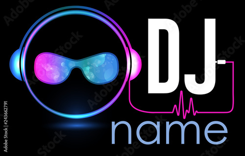 Dj Logo Design Creative Vector Logo Design With Headphones And Dj With Glasses Music Logotype Template For Accessory Brand Identity Logotype Company Shop Dj Party Black Background Mp3 Sign Buy This