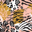 Vector abstract seamless pattern with animal skin motifs.